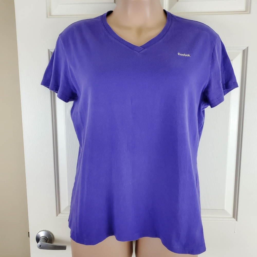 Reebok Purple Short Sleeve V-Neck T-Shirt